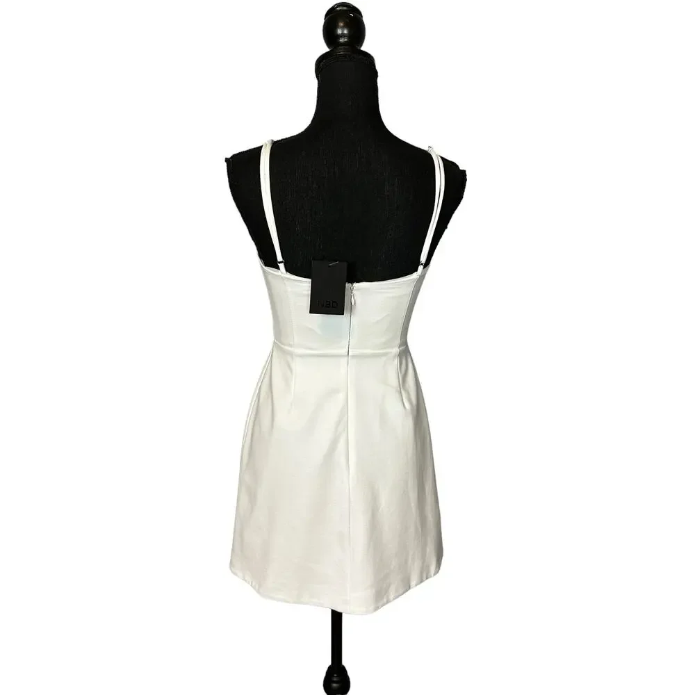 NBD White Mini Slip Dress SMALL Cocktail Bodycon Graduation Revolve $168 NEW - Picture 6 of 8